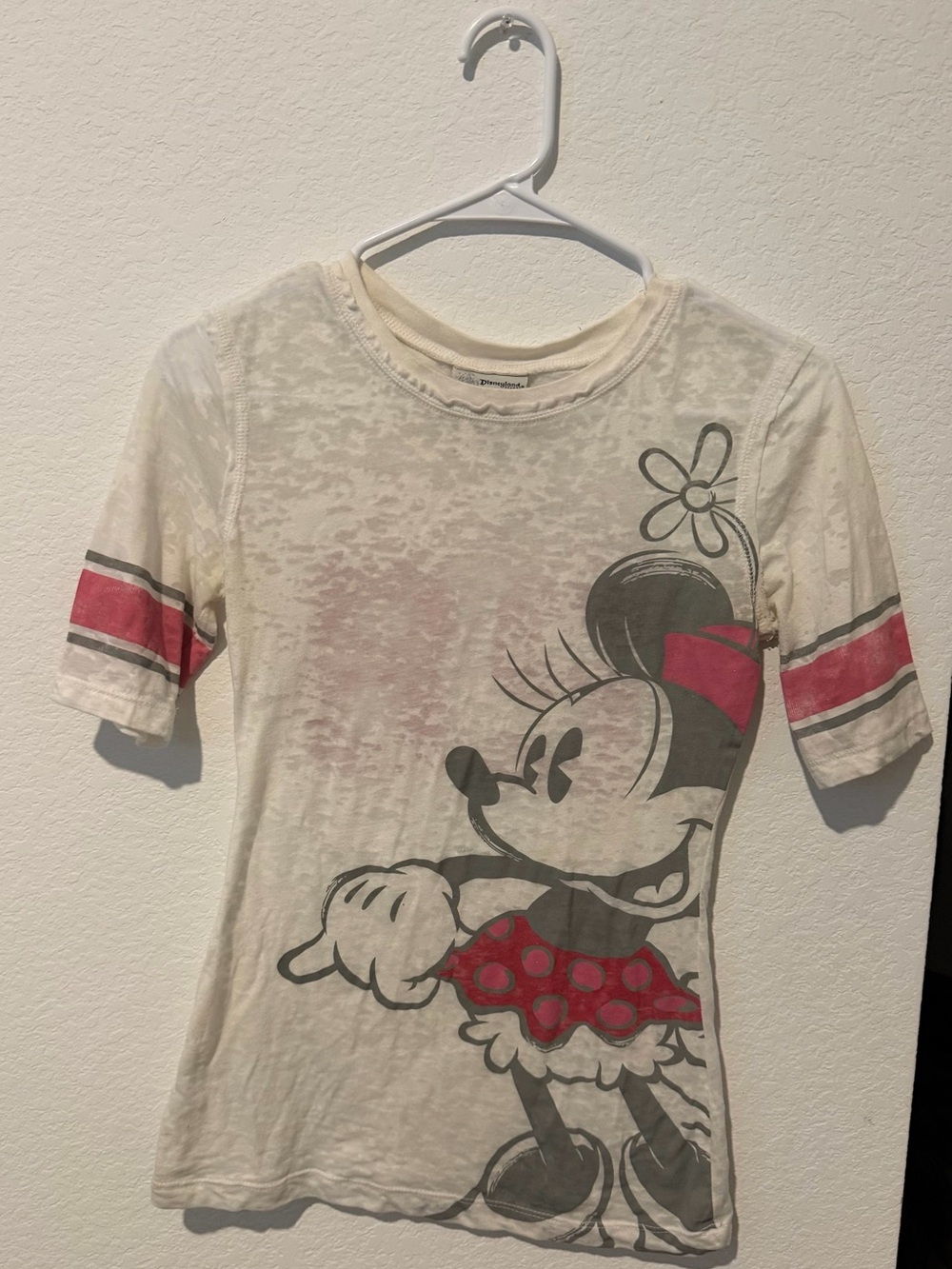 Disney Cream Minnie Mouse Short Sleeve Tee with Pink Accents